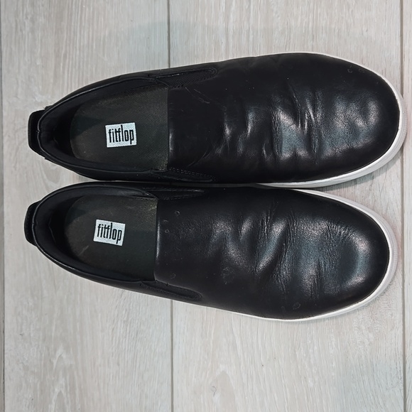 Fitflop Women RallyLeather Platform Black Cush Slip-On Shoes Sneakers Shoes Sz 7 - Picture 4 of 14